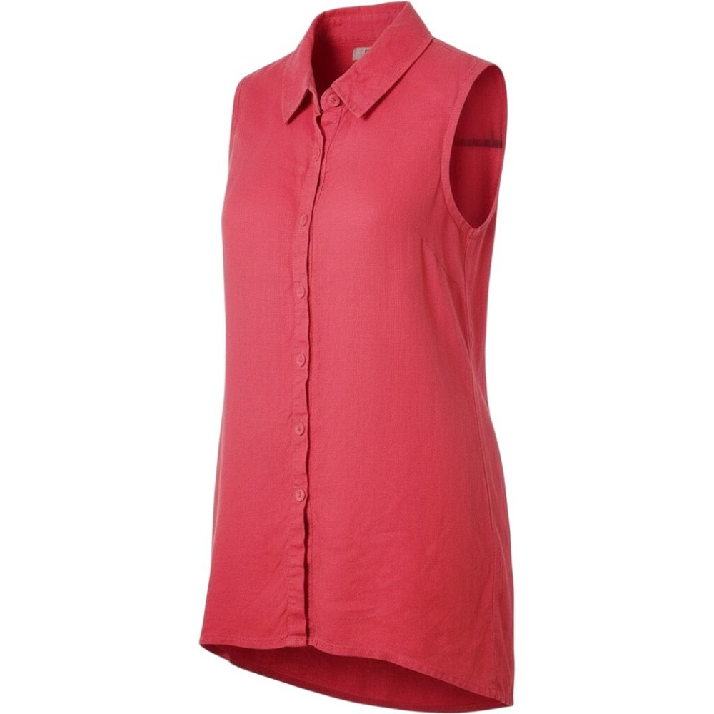 Flax Coral Red Linen Sleeveless Shirt Button Down Tunic Top Size P US Size 4 6
